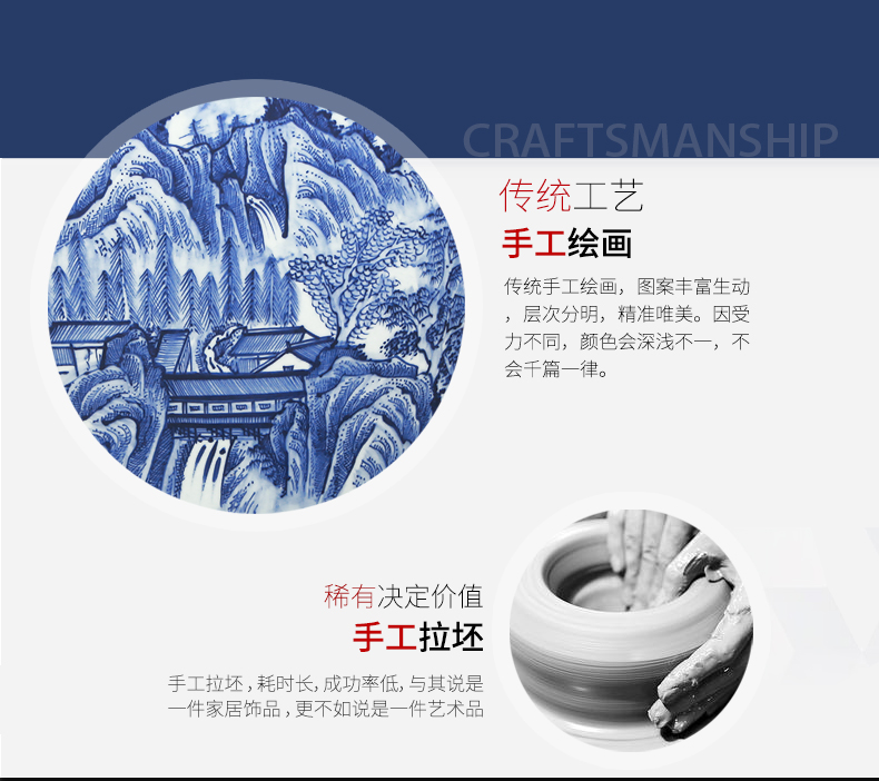 Pure hand draw blue and white porcelain of jingdezhen ceramic aquarium heavy large fish bowl courtyard gardens furnishing articles geomancy fortune