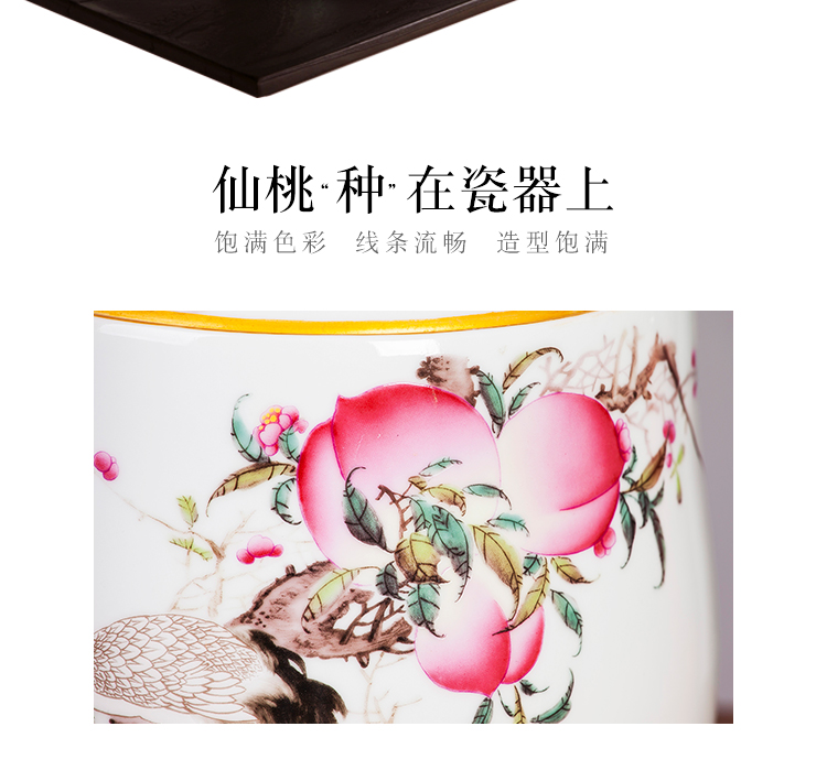 Jingdezhen ceramic famille rose pu 'er tea box seal pot of tea warehouse Chinese style home furnishing articles household storage tank is large