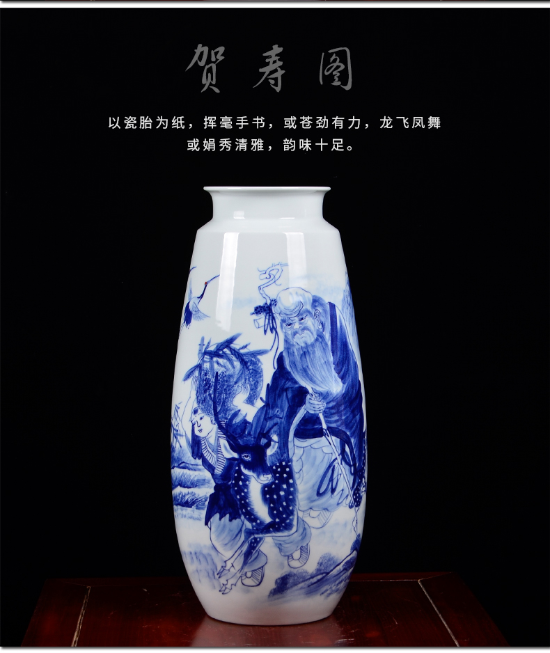 The Master of jingdezhen ceramics hand - made ornaments rich ancient frame blue and white porcelain vases, flower arrangement is the sitting room porch place