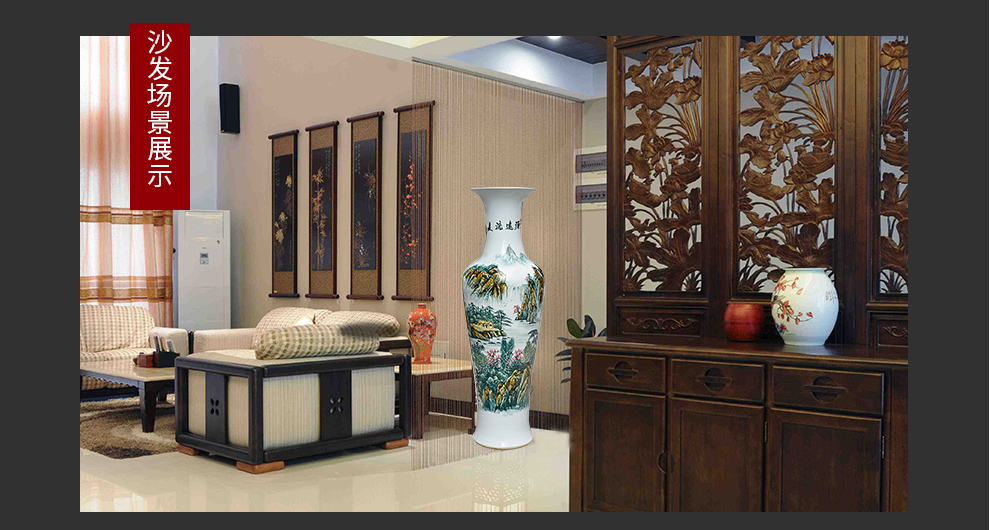 Jingdezhen ceramics hand - made peony of large vases, new Chinese style hotel decorative furnishing articles to heavy large living room