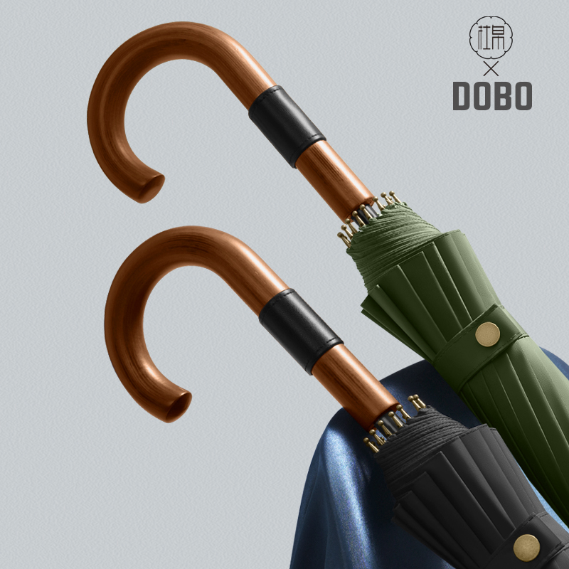 Duba 16-Rib Wooden Curved Handle Long Umbrella, Enlarged, Reinforced, Thickened, Business-Grade, Storm-Resistant, Special for Men, Double-Person, Sturdy