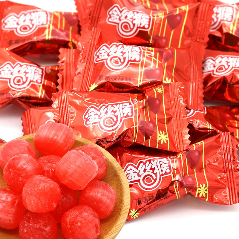 Shanghai Golden Monkey Strawberry Taste Hard Sugar 500g1 Catty 100 Bulk Wedding Joy Sugar Casual Snacks Fruit Candy