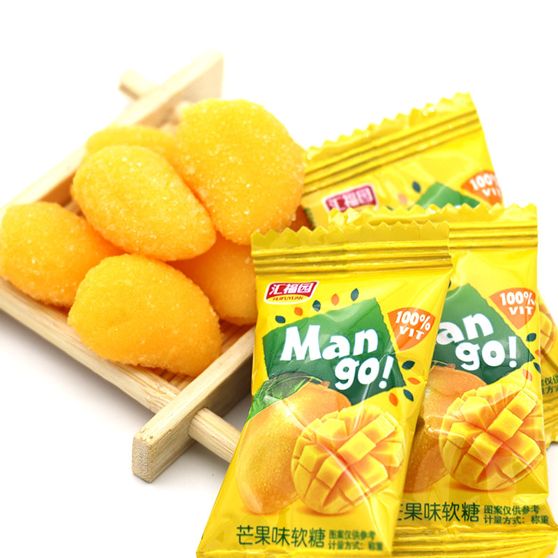 Huifu Garden Mango Taste Juice Soft sugar 500g1 catty of about 70 batches of wedding Festive Sugar snacks Snack Divergent candy
