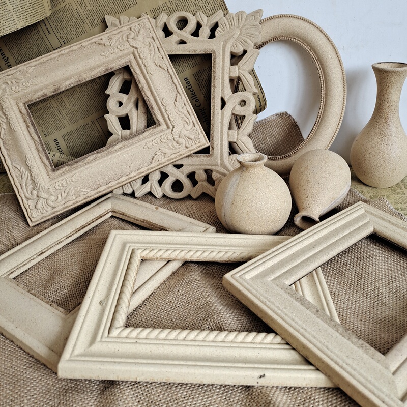 ins Wooden Vintage Blank Dried Flower Photo Frame DIY Picture Frame European Style Photography Props Decorative Ornament Nostalgic Display Stand