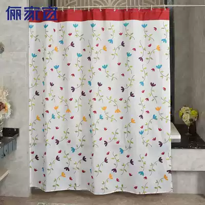 Bathroom shower curtain set non-perforated waterproof and mildew-proof polyester fiber cloth curtain bath partition window shower curtain thickening