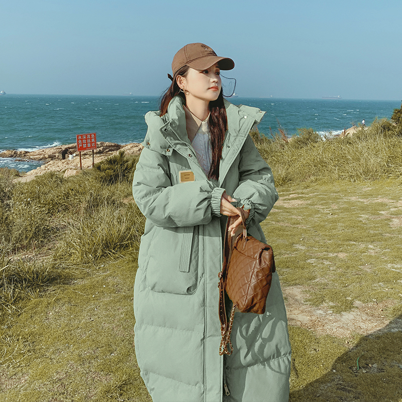 Bean Green down Cotton Jacket for Women, Mid-Length, Winter 2026 New Style, Korean Style, High-End Casual Texture Cotton Coat Bean Green down Cotton Jacket for Women, Mid-Length, Winter 2026 New Style, Korean Style, High-End Casual Texture Cotton Coat