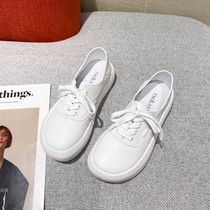 Overseas White Temperament Europe Station Brief About Head Casual Shoes Genuine Leather Small White Shoes Thick Underfloor Shoes