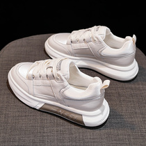 Overseas Chaoder ultra-dominant legs long ~ thick bottom heightening small white and female new display slim good wearing genuine leather plate.