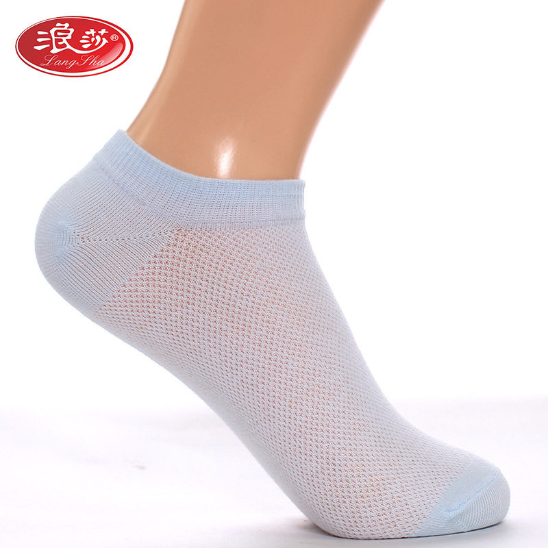 Langsha women's socks spring and summer thin mesh cotton boat socks deodorant and sweat-absorbing 100% cotton student fashion socks