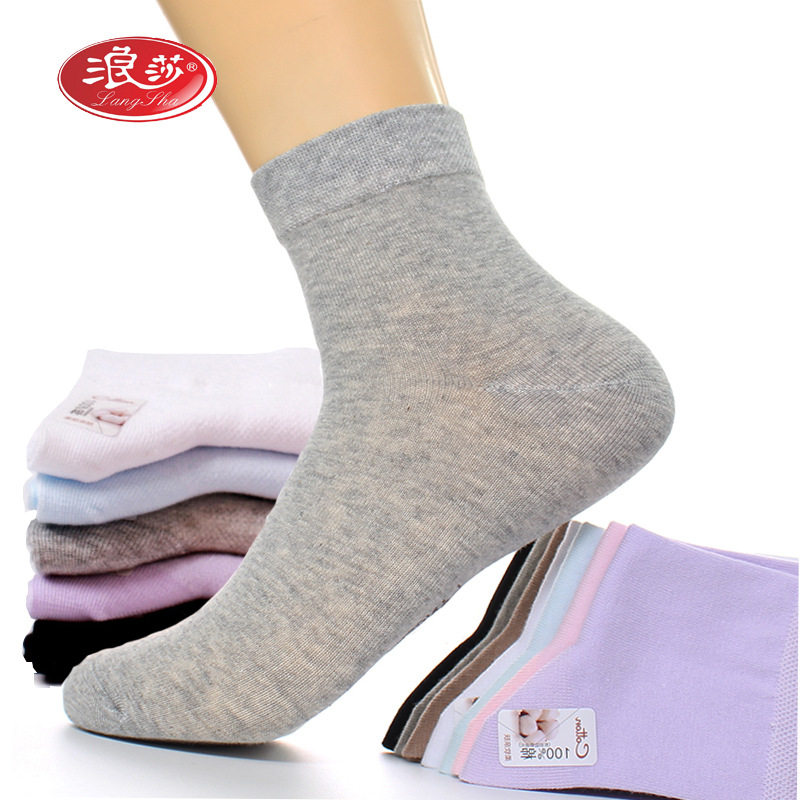 Sura woman Sox Sox fall winter style pure cotton pure colour Four Seasons full cotton breathable suction sweaty short socks Pneumatic Pure Cotton Socks