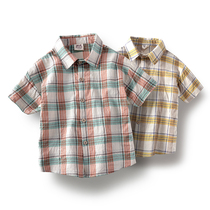 Chu Tian childrens clothing Summer 2020 new boy shirt cotton childrens short sleeve plaid shirt trend