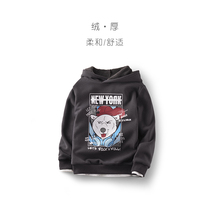 Boys clothes plus velvet thick childrens clothing 2019 autumn and winter new childrens pullover hooded long sleeve top