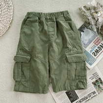 Childrens clothing 2022 summer fit new boy pants workwear pants 7-pants mid-pants mid-pants CUHK child casual pants 50%