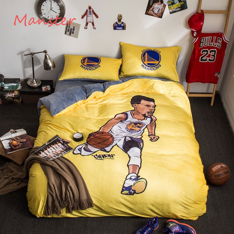 NBA Kobe Curry James Owen Durant Tewei quilt set bốn bộ tấm Falais ba mảnh - Quilt Covers 	chăn phao siêu ấm	
