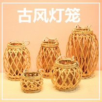 Original rattan-made lanterns original wooden bamboo hand lantern ancient wind Han suit photoshoot Props Courtyard Decoration Palace Lamp