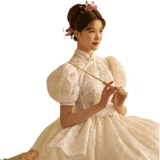 Кружевное свадебное платье, французский стиль, кружевное платье, рукава фонарики