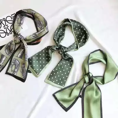 2020 Japanese long version of the small silk scarf spring and summer decorative small scarf variety tied bag silk scarf fashion streamers