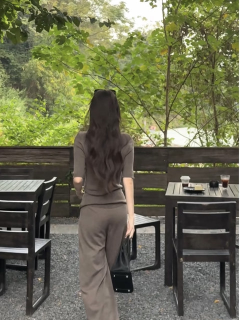 Popw LAOSHU Old Money Style Yangzi Wool Yarn Skin-Friendly Half-Sleeve Half-Turtleneck Solid Color Base Shirt T-Shirt