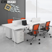 Staff desk 4 people Office furniture simple modern work position staff Table 2 people screen office table and chair