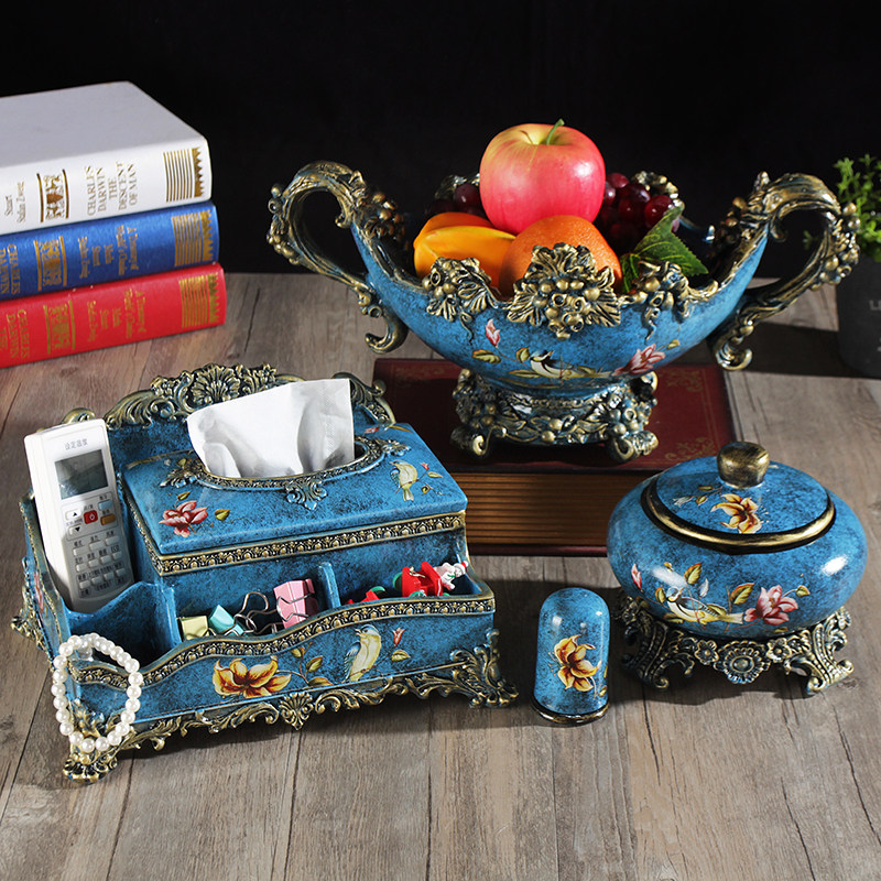 Eurostyle American Extravaganza Creative Fruit Tray Suit Multifunction Paper Towel Box Containing Box Living-room Adornment Tea Table Hem