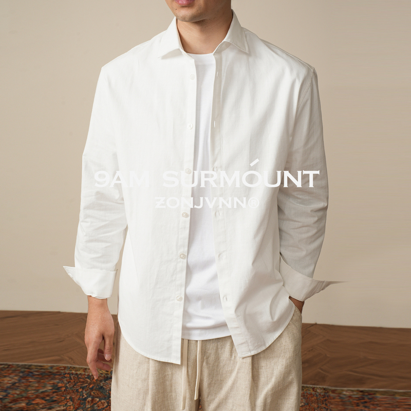Zonjvnn Windsor Collar Shirt Made of Xinjiang Combed Cotton, High-End Feel, Long-Sleeved, Casual, Wrinkle-Resistant, Versatile for Men, Suitable for Autumn