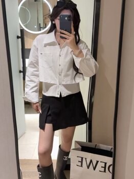 Patchwork Faux Two-Piece Shirt 2026 Early Spring New Korean Style Loose Slimming Look Lapel Long-Sleeve Shirt for Women Versatile Top