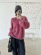 Wool Brushed 79002 New Korean Style V-Neck Long-Sleeved Knitwear for Women, Loose Furry Sweater, Mid-Length Outer Wear
