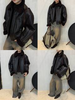 Dvz2025 new winter style retro lapel eco-friendly alpaca fur one-piece warm leather jacket for women 1957