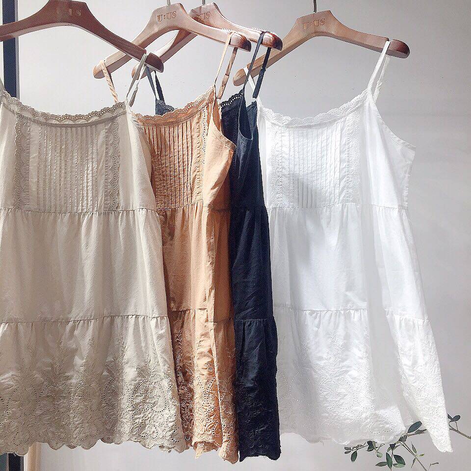 Summer day Department Mori Women's Department Loose Embroidered Cake Skirt Bottom Dress Pure Cotton Lace Lace Lace pendant with skirt