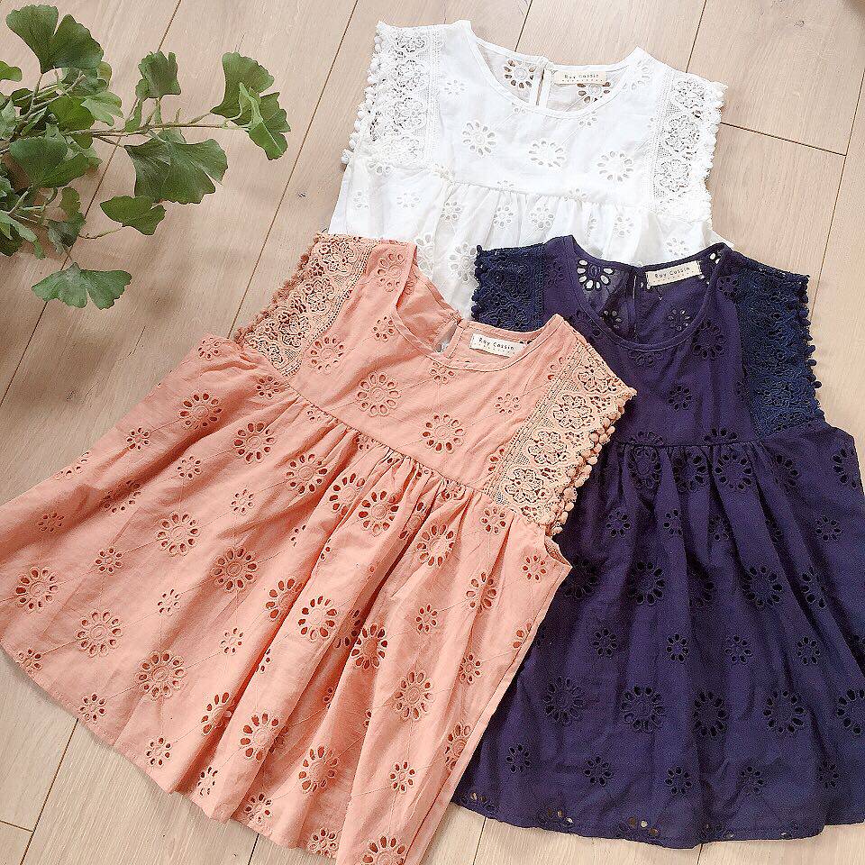 2022 Summer new Korean version retro art cotton cloth embroidery doll with sleeveless vest wearing little fresh harnesses female