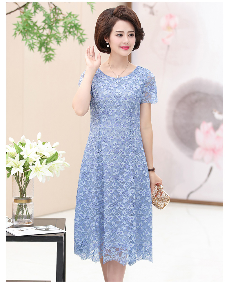 Đầm mẹ mùa hè Đầm dự tiệc cho phụ nữ trung niên thời trang thanh mảnh 40-50 tuổi - Quần áo của mẹ áo sơ mi nữ trung niên đẹp