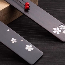 Xiling Yinshe creative cherry blossom pattern Purple sandalwood bookmark two-piece set embedded shell craft pattern