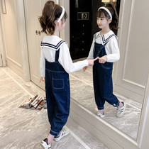 Girls  autumn suit 2021 new foreign style childrens net red childrens fashion girl Korean version two-piece set tide boy