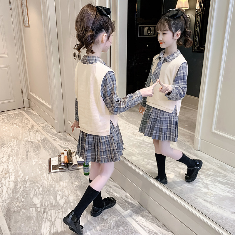 Girls Spring Dress 2022 New Foreign Style Kids Princess Skirt In the Big Boy Korean Version Girls Kids Skirt Tide