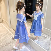 Girls summer dress 2021 new childrens foreign style princess dress middle and large childrens Korean version of the tide childrens clothing girls skirt