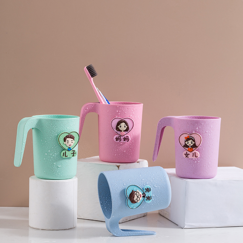 Tooth Brushing Cup Cartoon Cute Mouthwatering Cup Family of three toothbrushes cups Home suit washing lovers Children's teeth vat