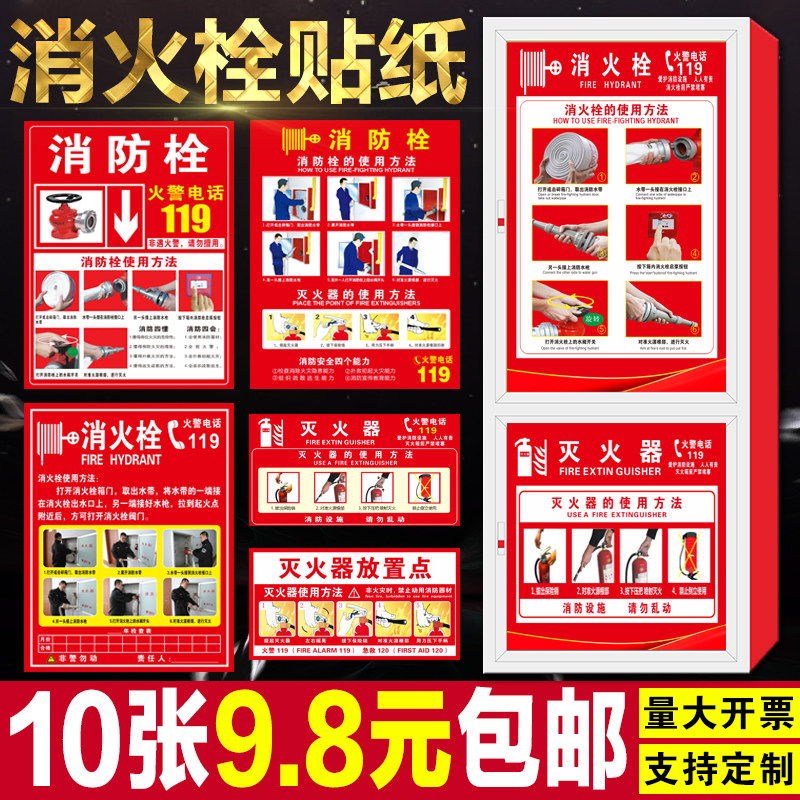 Fire hydrant using method Sticker Fire Extinguisher Placement point ID card Fire hydrant Cartoon logo Description ID sticker