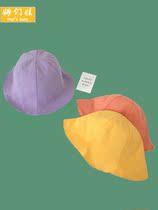 Baby hat spring and autumn thin female Baby Baby Baby Cotton adjustable basin hat double fishermans hat sunshade sunscreen
