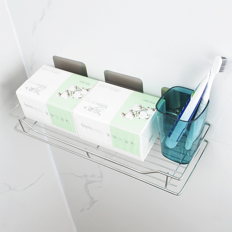 Bathroom rack stainless steel toilet shelf toilet wall punch-free cosmetic toothbrush storage powder room