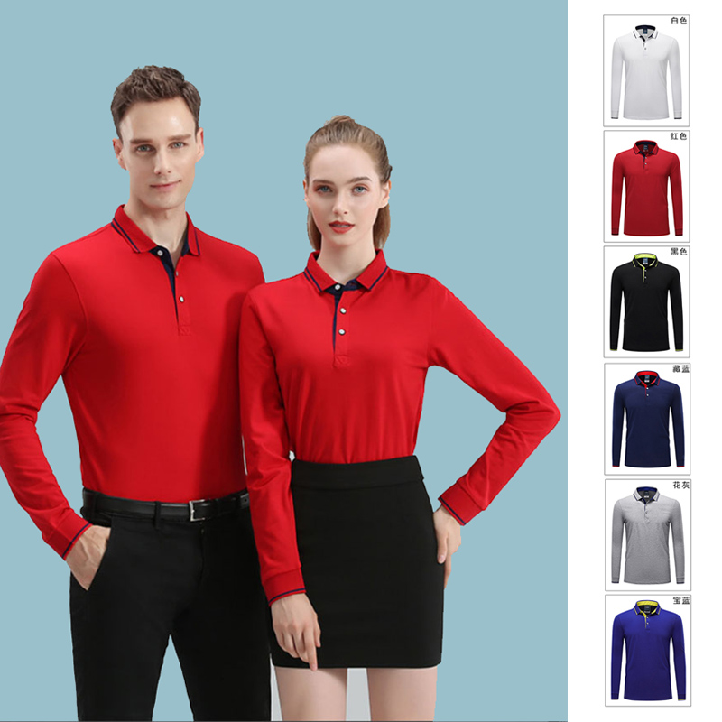 Long Sleeves Polo Shirts Custom Tooling Culture Shirts Print Characters Logo turnover Corporate work clothes T-Shirt embroidered Diy book to do