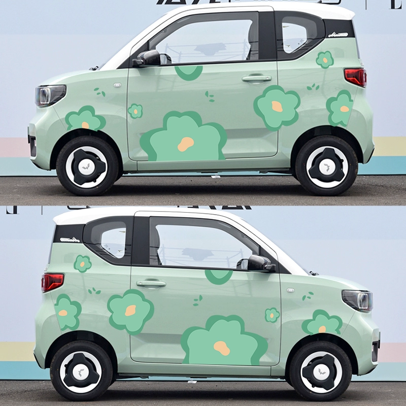 Wuling Hongguang Mini MIniev dán xe hơi kem hoa macaron thân xe nhãn dán phim hoạt hình nhãn dán trang trí tem xe oto dep lo go xe hoi 