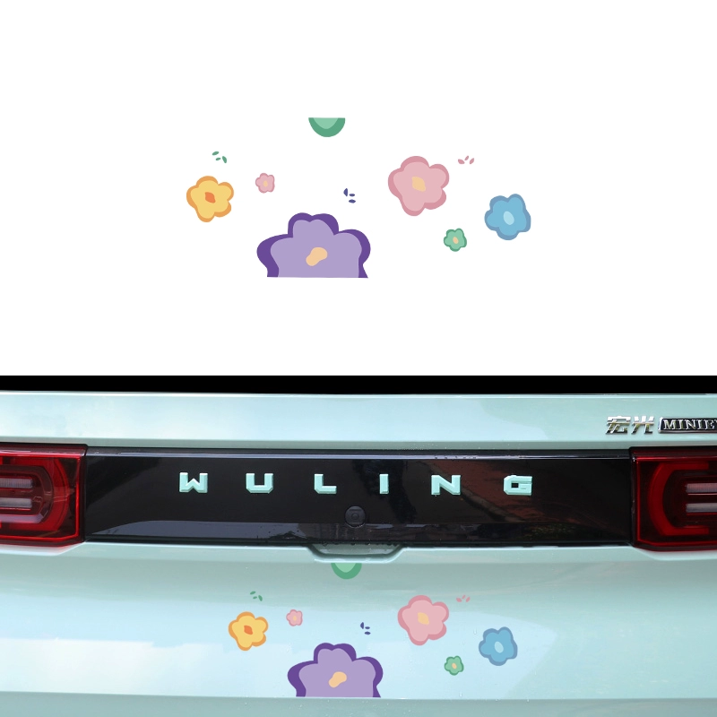 Wuling Hongguang Mini MIniev dán xe hơi kem hoa macaron thân xe nhãn dán phim hoạt hình nhãn dán trang trí tem xe oto dep lo go xe hoi 