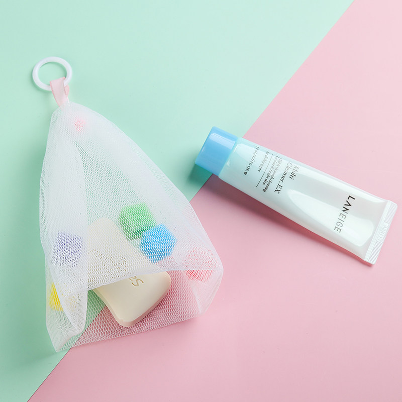 Day style with ring buckle Hanging Bubble Net Soap Bubble Mesh Soap Foaming Web Rubbing Foam Tools Washout Milk Frothy