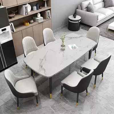 Nordic light luxury marble dining table and chair combination home Modern simple small apartment solid wood rectangular dining table