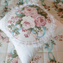 NANAROOM Korean Pink Cotton Rose Lace Pillow 45X45]