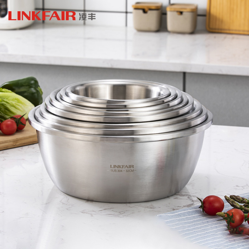 Ling Feng 304 stainless steel basin cuisine and egg large bowl Thickened Foam Noodles Bowl Wash Vegetable Fruit Salad Matt