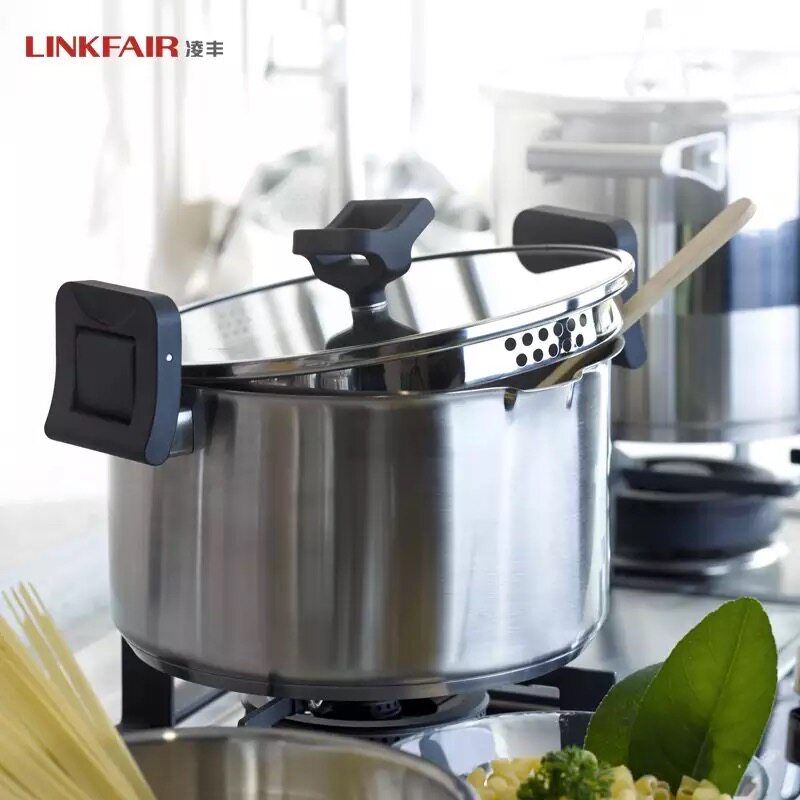 Lingfeng Ward double ear pour water soup pot 304 stainless steel soup pot noodle pot burning soup household thickening 20 24cm
