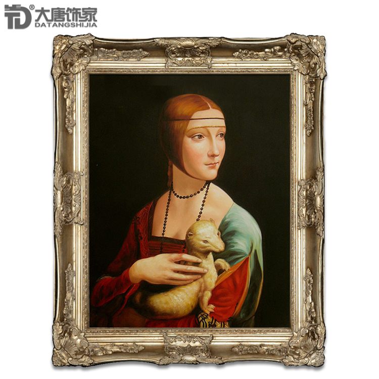 Eurostyle living room figure oil painting hand painting Xuanguan decoration painting world famous painting Davensi silver mink's woman N214