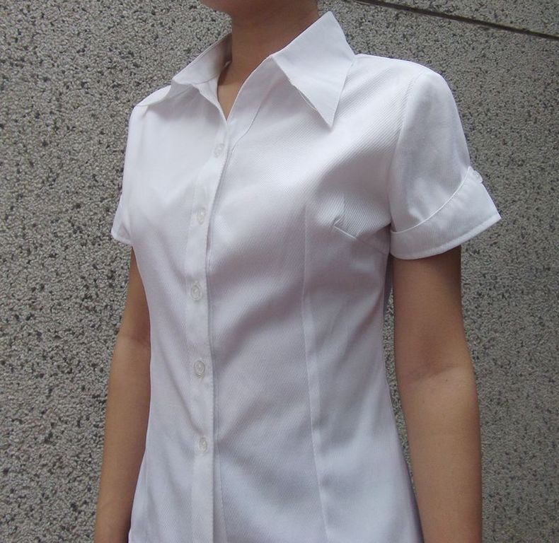 Розовая рубашка, V-образный вырез, облегающий крой, в корейском стиле, короткий рукав 