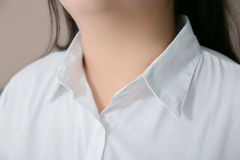 大码内搭 超大码女衬衫200斤胖mm职业女衬衫长袖舒适免烫不缩水翻领v领 Other